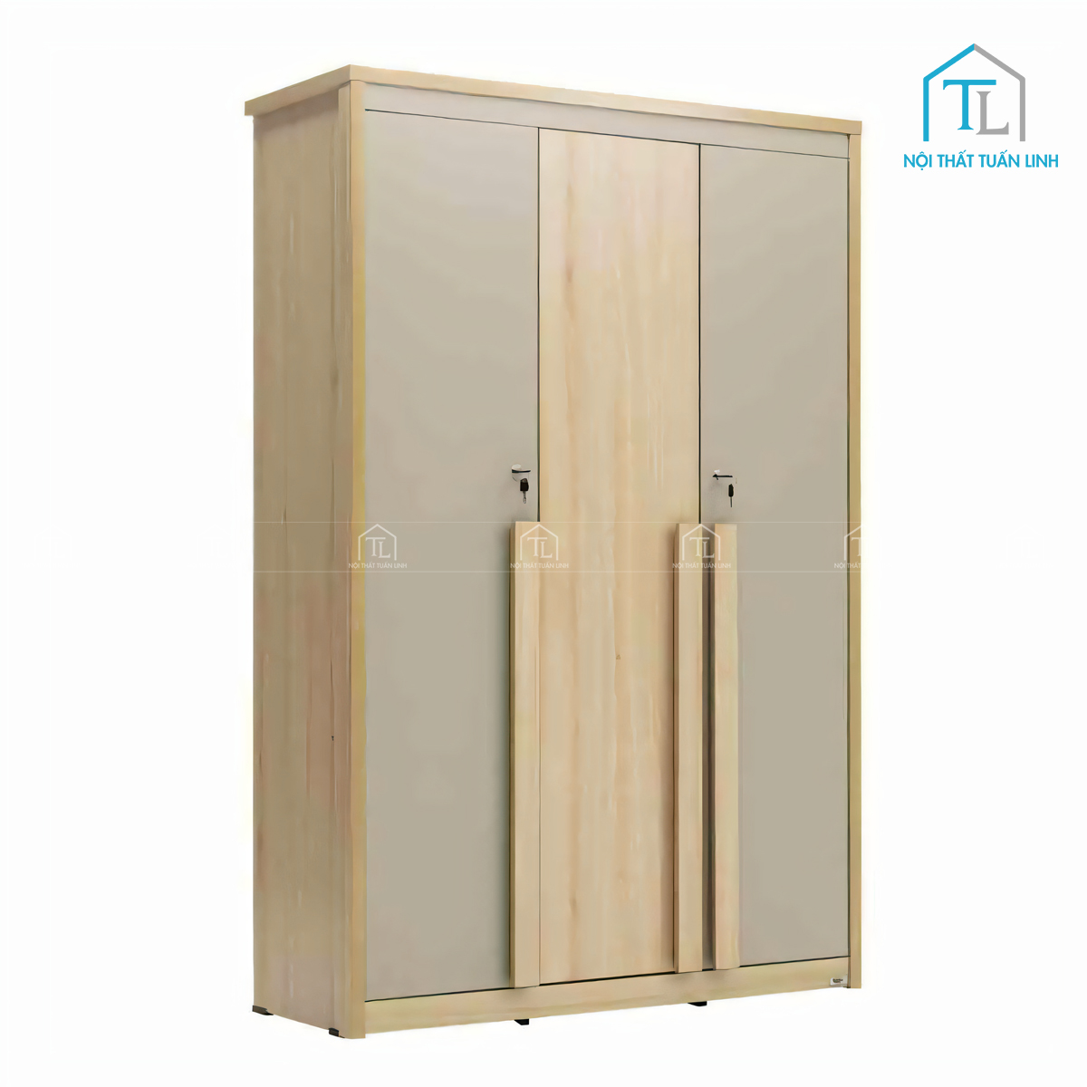 Tủ quần áo 3 cánh gỗ MDF phủ melamine thiết kế tiện lợi