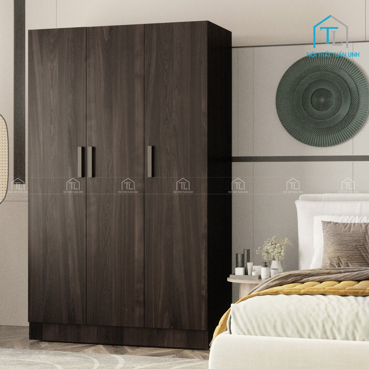 Tủ quần áo 3 cánh gỗ MDF thiết kế hiện đại đa năng