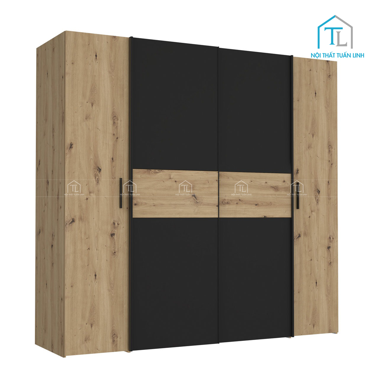 Tủ quần áo cửa lùa kết hợp cánh mở gỗ MDF phong cách hiện đại
