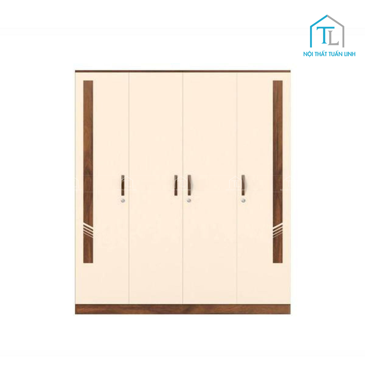 Tủ quần áo 4 cánh gỗ công nghiệp thiết kế hiện đại màu nâu be