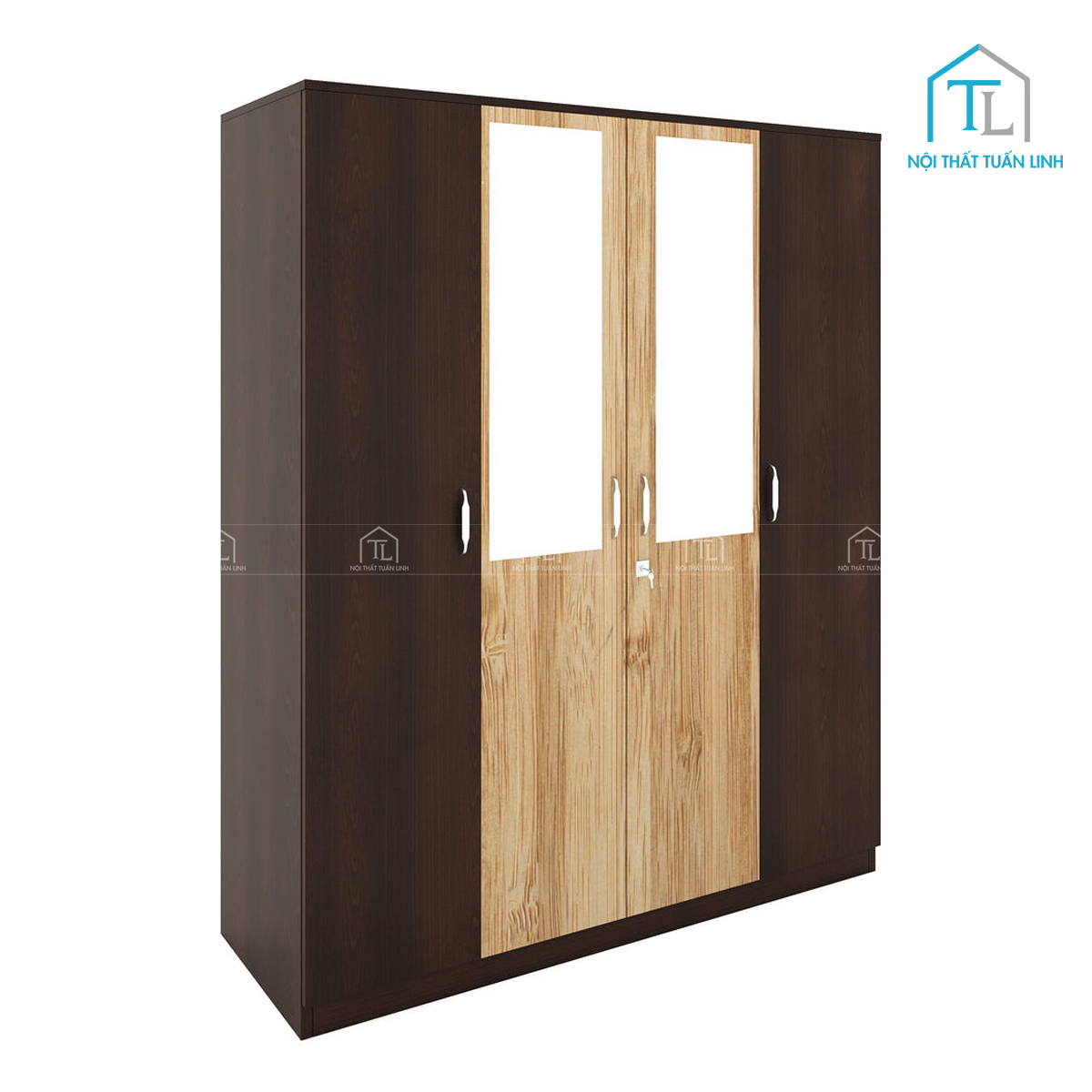 Tủ quần áo 4 cánh gỗ MDF thiết kế hiện đại, giá tốt