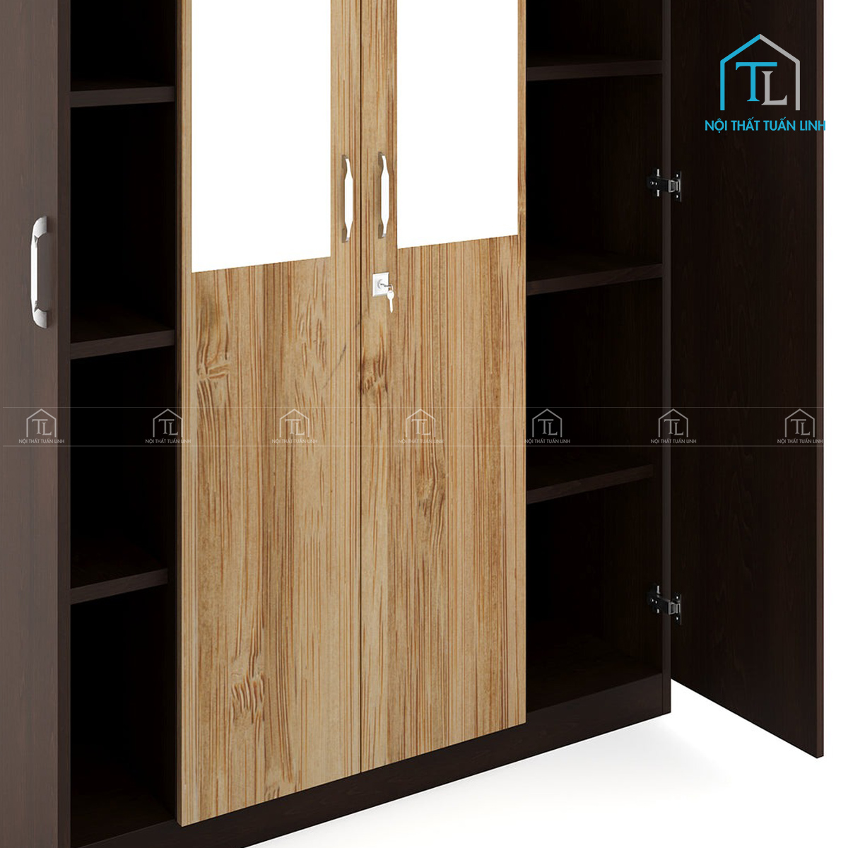 Tủ quần áo 4 cánh gỗ MDF thiết kế hiện đại, giá tốt