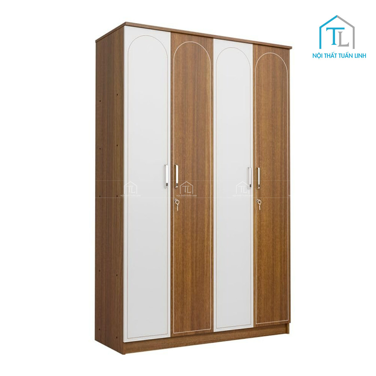 Tủ quần áo 4 cánh gỗ MDF thiết kế tiện lợi