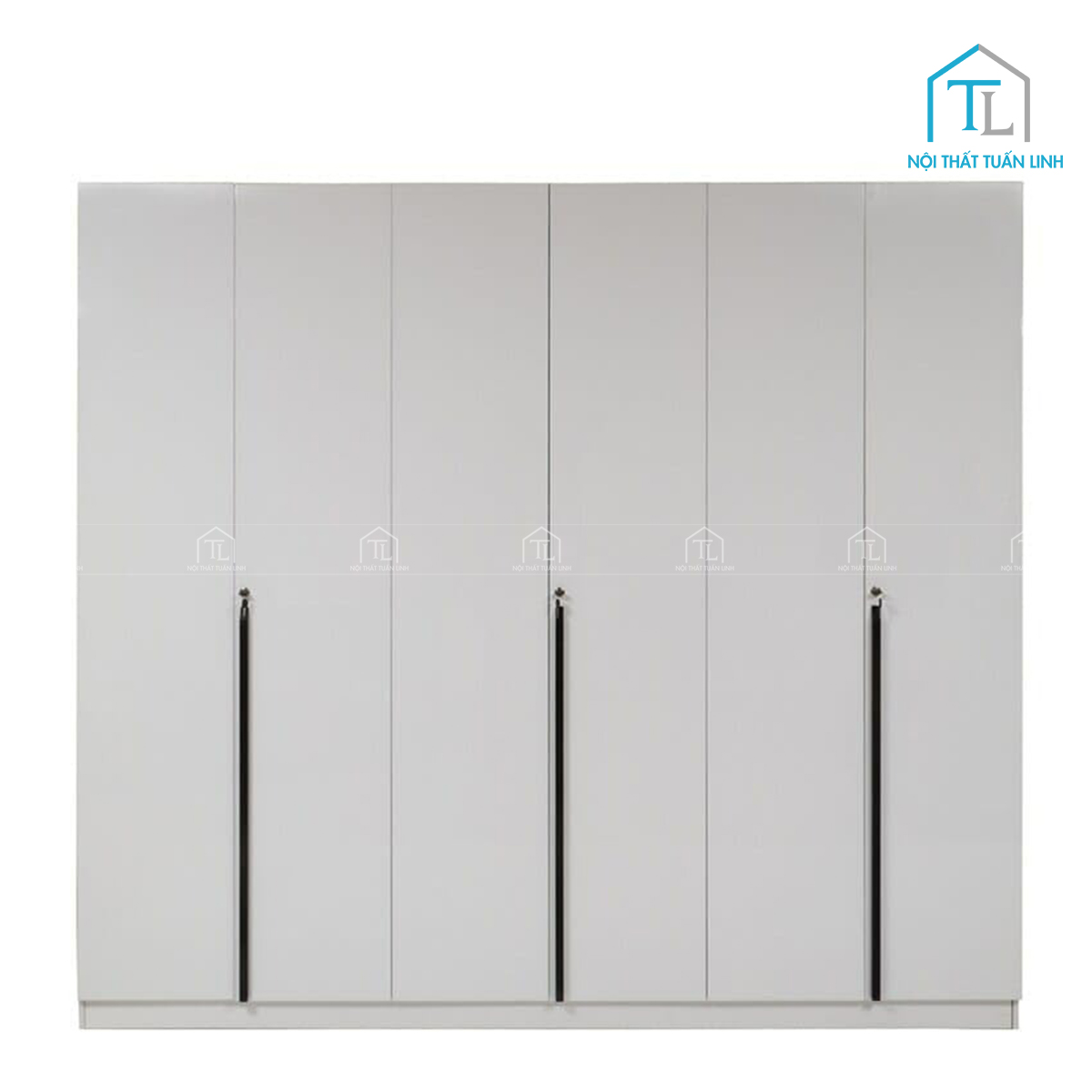 Tủ quần áo 6 cánh gỗ công nghiệp sơn bóng trắng cao cấp nhiều ngăn tiện dụng