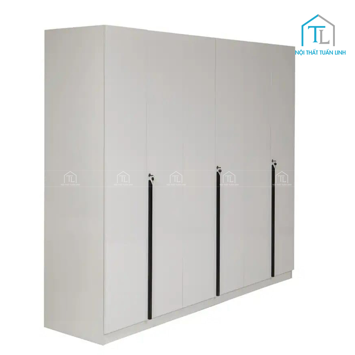 Tủ quần áo 6 cánh gỗ công nghiệp sơn bóng trắng cao cấp nhiều ngăn tiện dụng