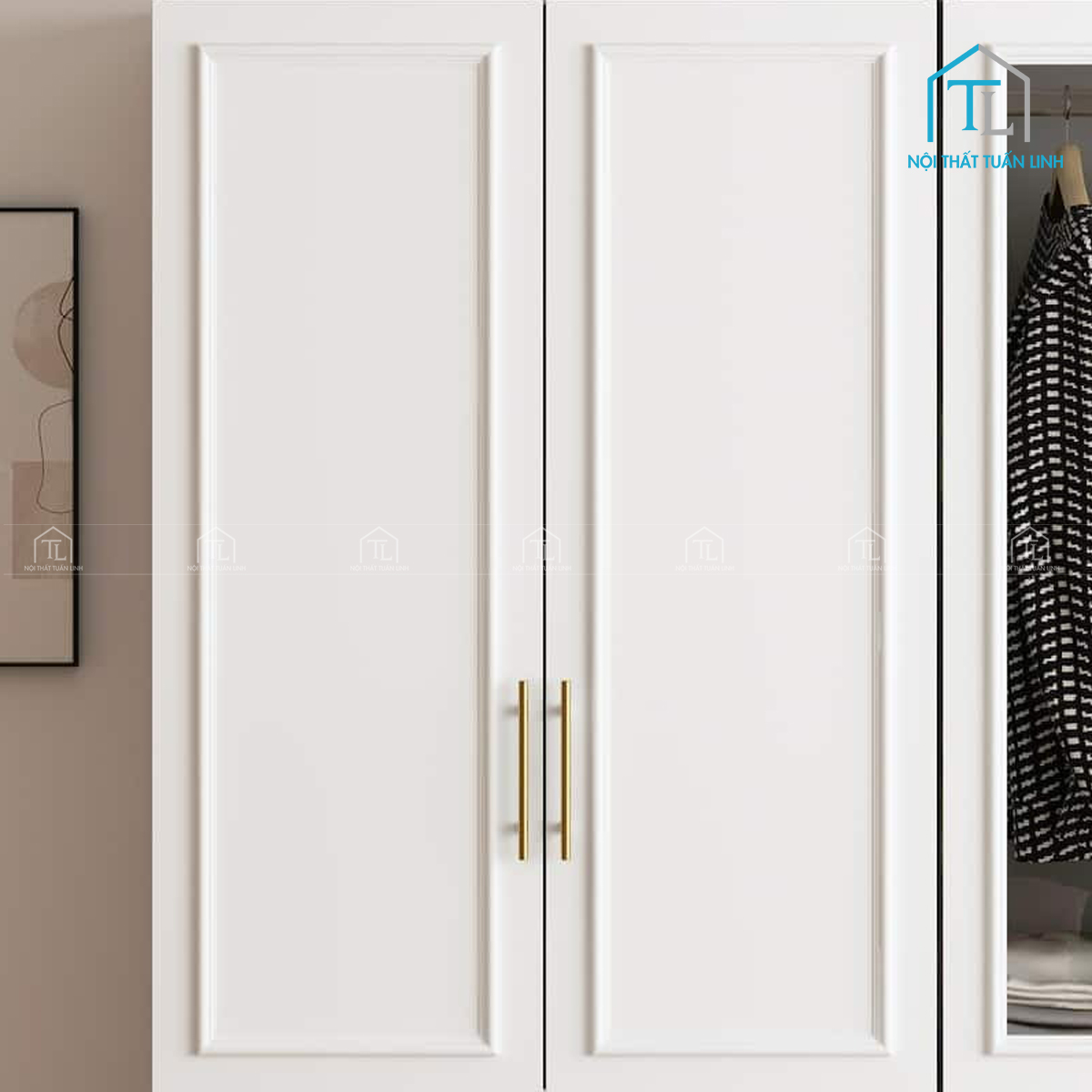 Tủ quần áo cánh kính MDF phủ sơn thiết kế hiện đại