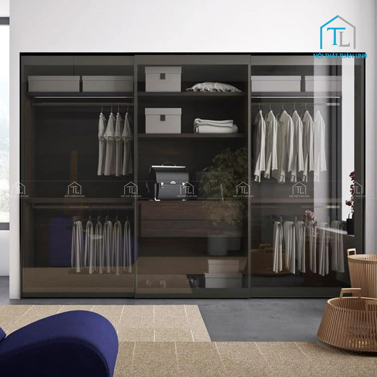 Tủ quần áo cánh kính thiết kế hiện đại sang trọng