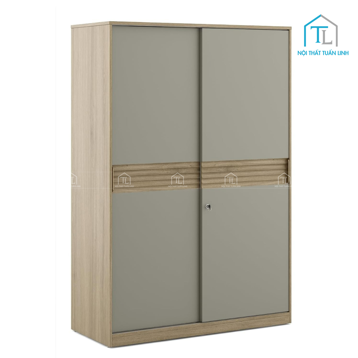 Tủ quần áo cửa lùa 2 cánh gỗ MDF phủ Melamine vân gỗ