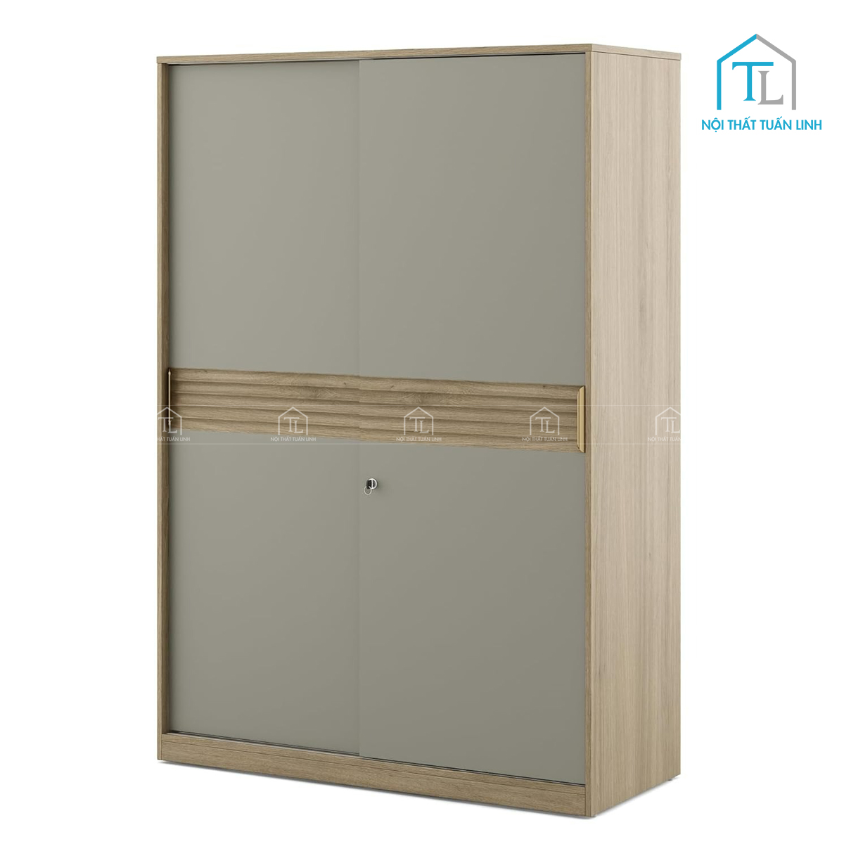 Tủ quần áo cửa lùa 2 cánh gỗ MDF phủ Melamine vân gỗ