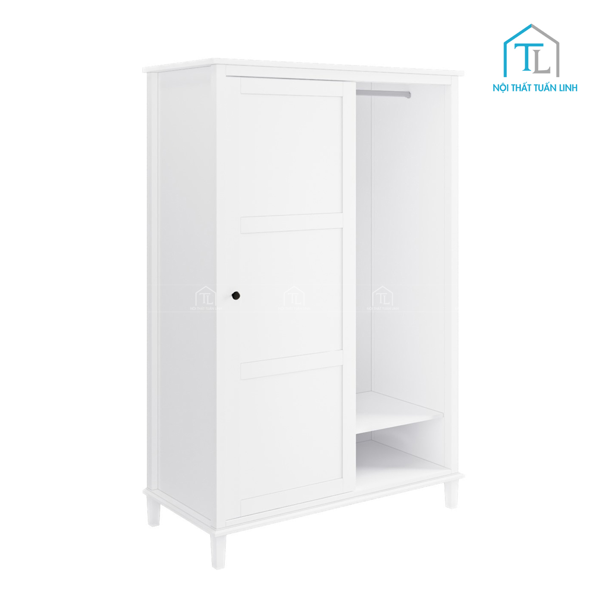 Tủ quần áo cửa lùa 2 cánh màu trắng phong cách hiện đại