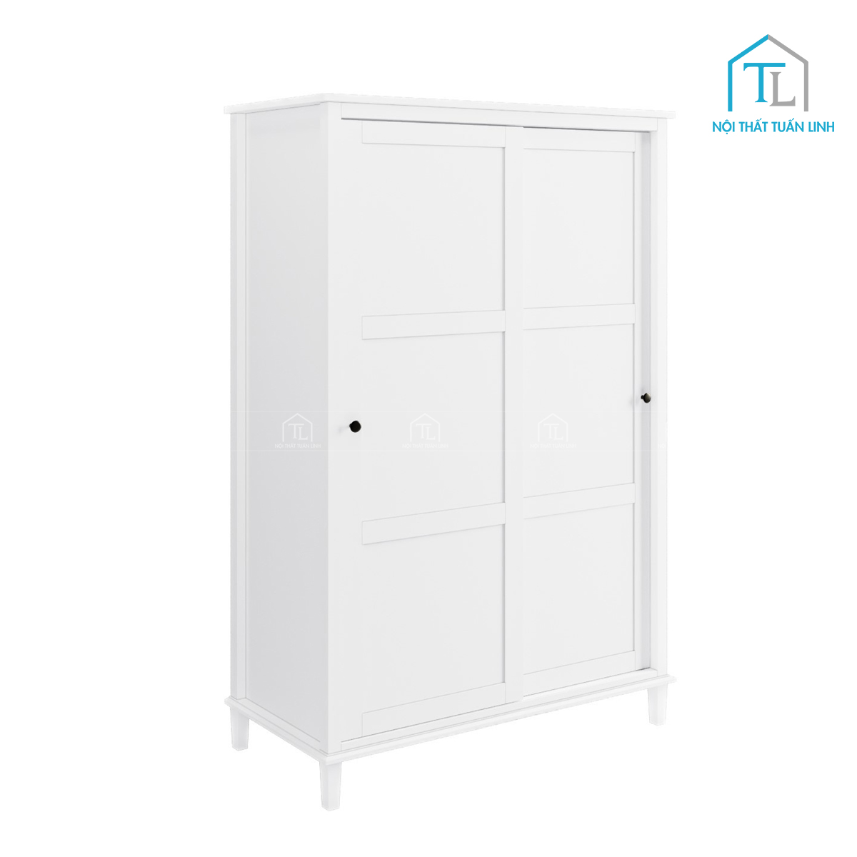 Tủ quần áo cửa lùa 2 cánh màu trắng phong cách hiện đại