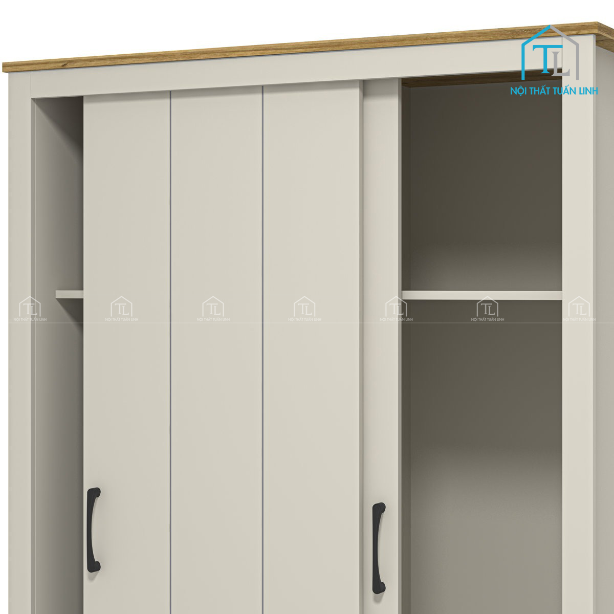 Tủ quần áo cửa lùa 2 cánh màu xám nhạt giá tốt, tiện lợi