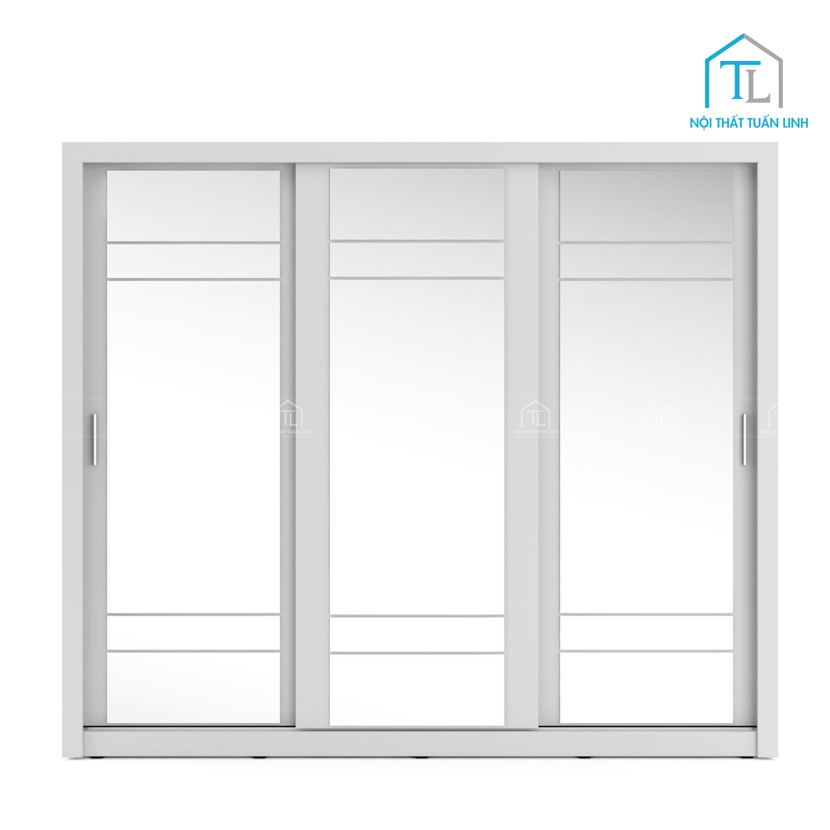 Tủ quần áo cửa lùa 3 cánh gương MDF màu trắng hiện đại