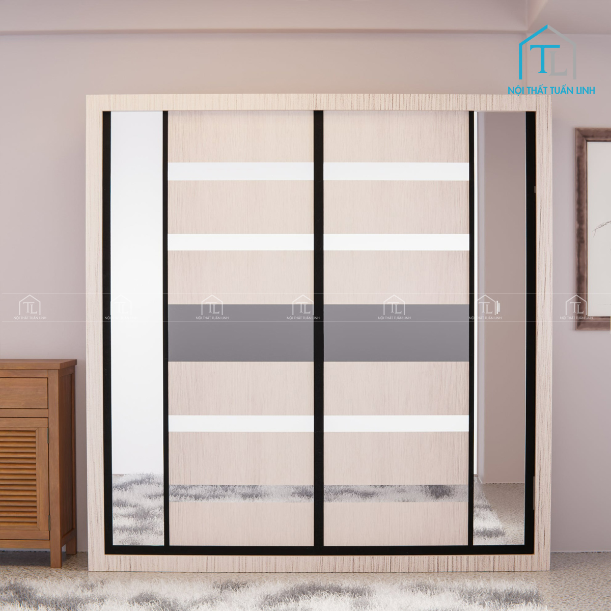 Tủ quần áo cửa lùa gỗ MDF thiết kế hiện đại tối ưu không gian