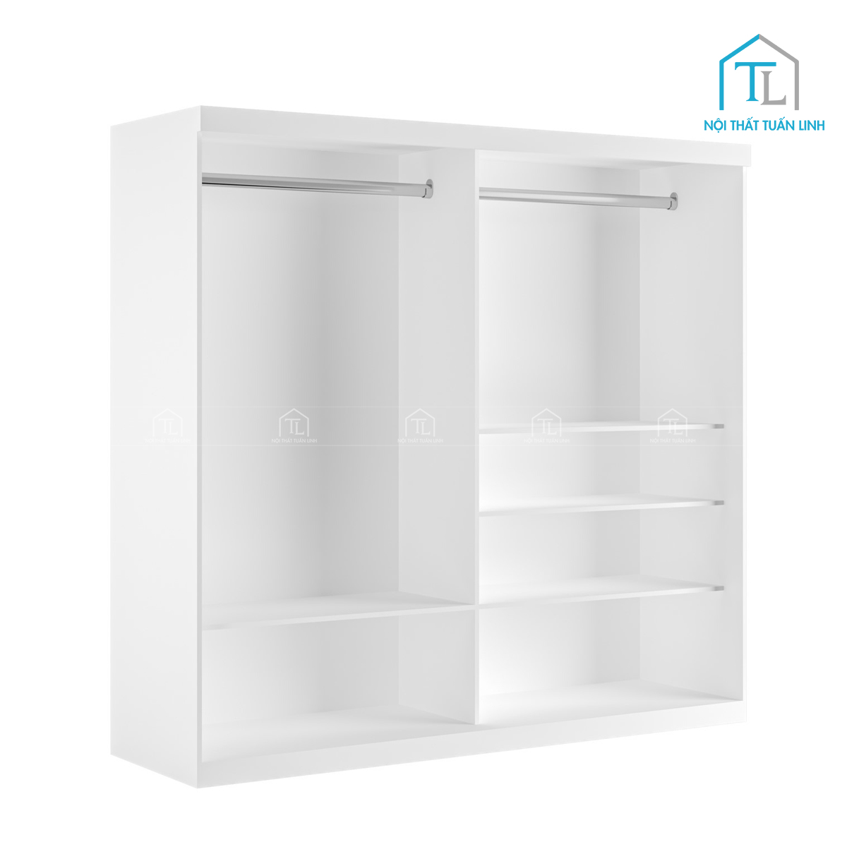 Tủ quần áo cửa lùa màu trắng 2 cánh gương hiện đại