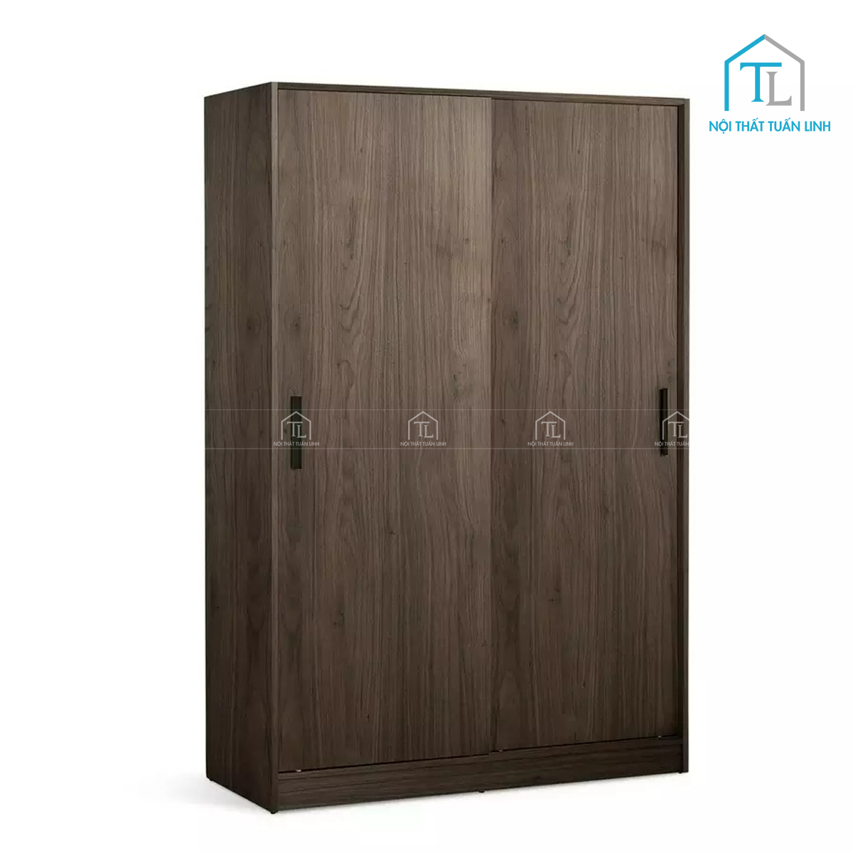 Tủ quần áo cửa lùa 2 cánh gỗ MDF vân gỗ óc chó hiện đại