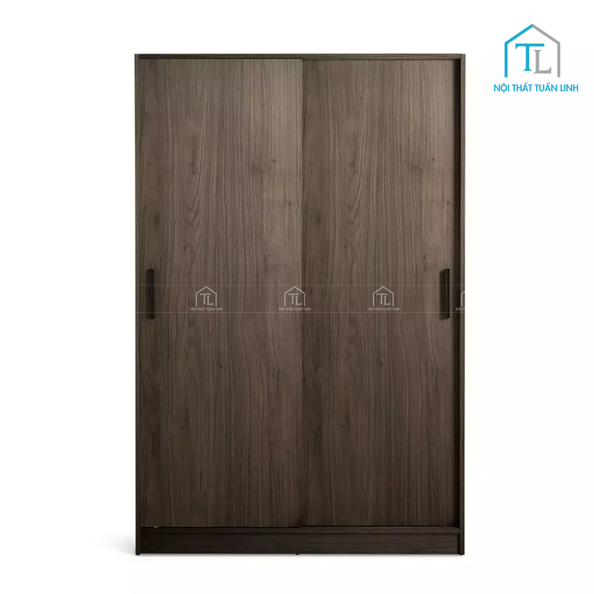 Tủ quần áo cửa lùa 2 cánh gỗ MDF vân gỗ óc chó hiện đại