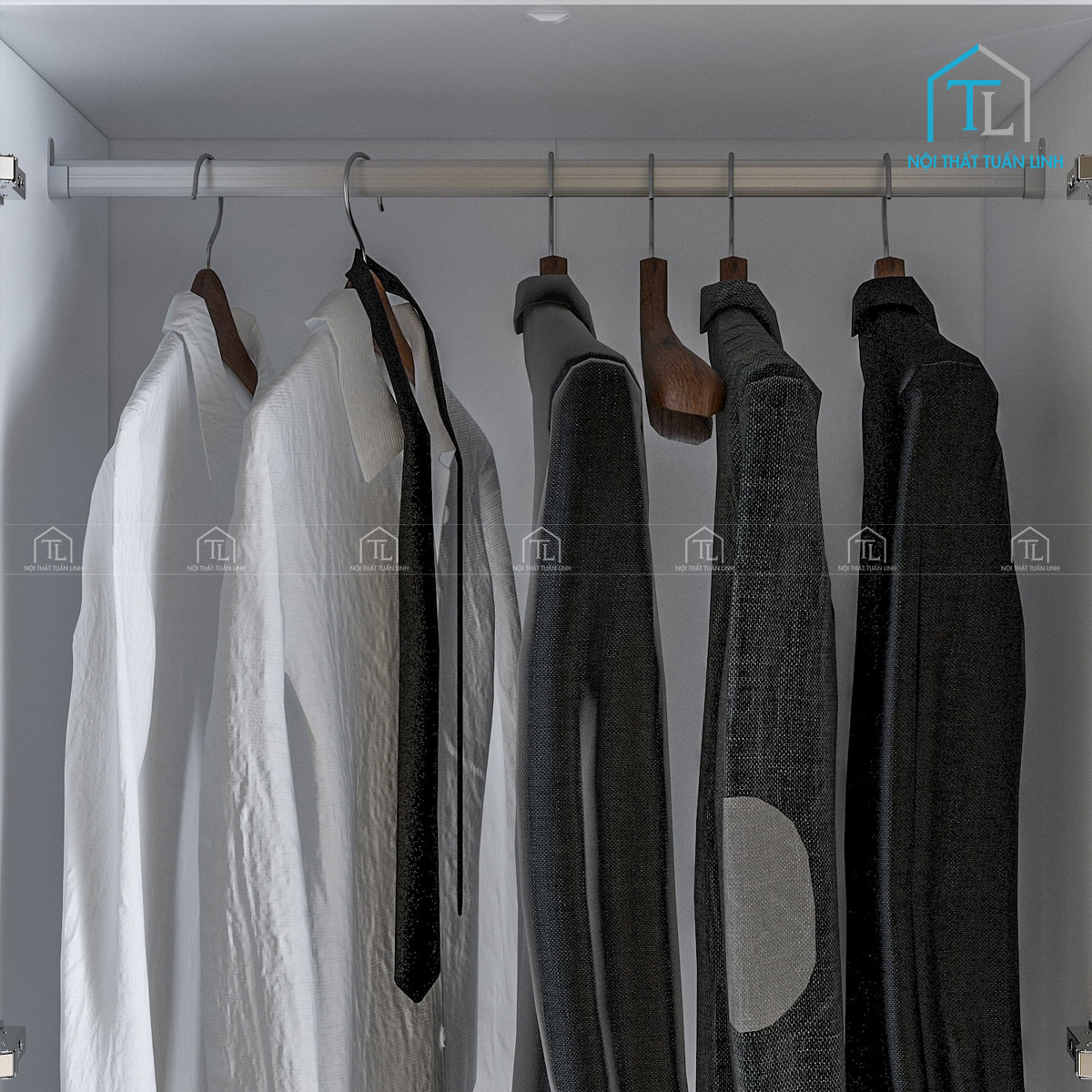Tủ quần áo gỗ MDF 4 cánh cửa lá sách màu trắng, tích hợp ngăn kệ & ngăn kéo tiện lợi