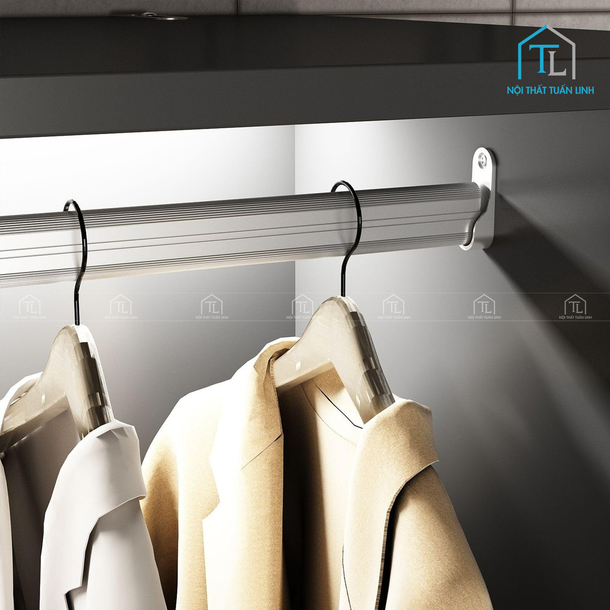 Tủ quần áo gỗ công nghiệp màu đen cánh kính hiện đại