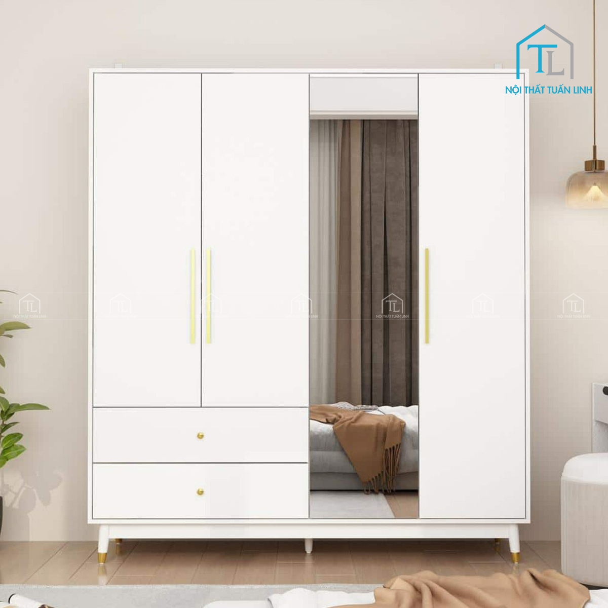 Tủ quần áo gỗ mdf màu trắng 1 cánh gương – thiết kế hiện đại, nhiều ngăn lưu trữ (1m4 x 2m)
