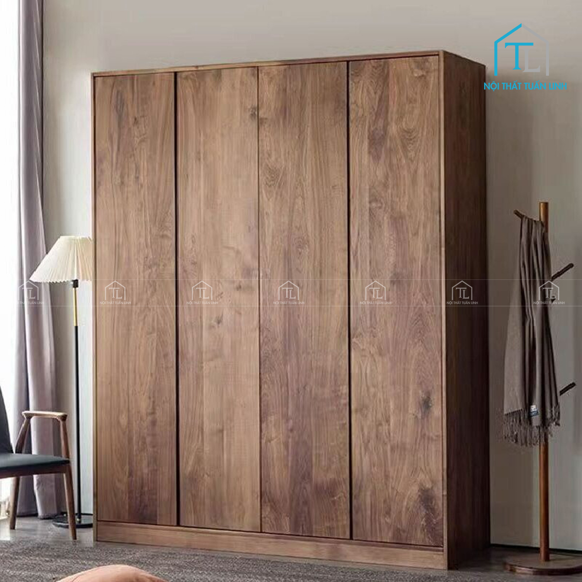 Tủ quần áo gỗ óc chó cáo cấp thiết kế hiện đại