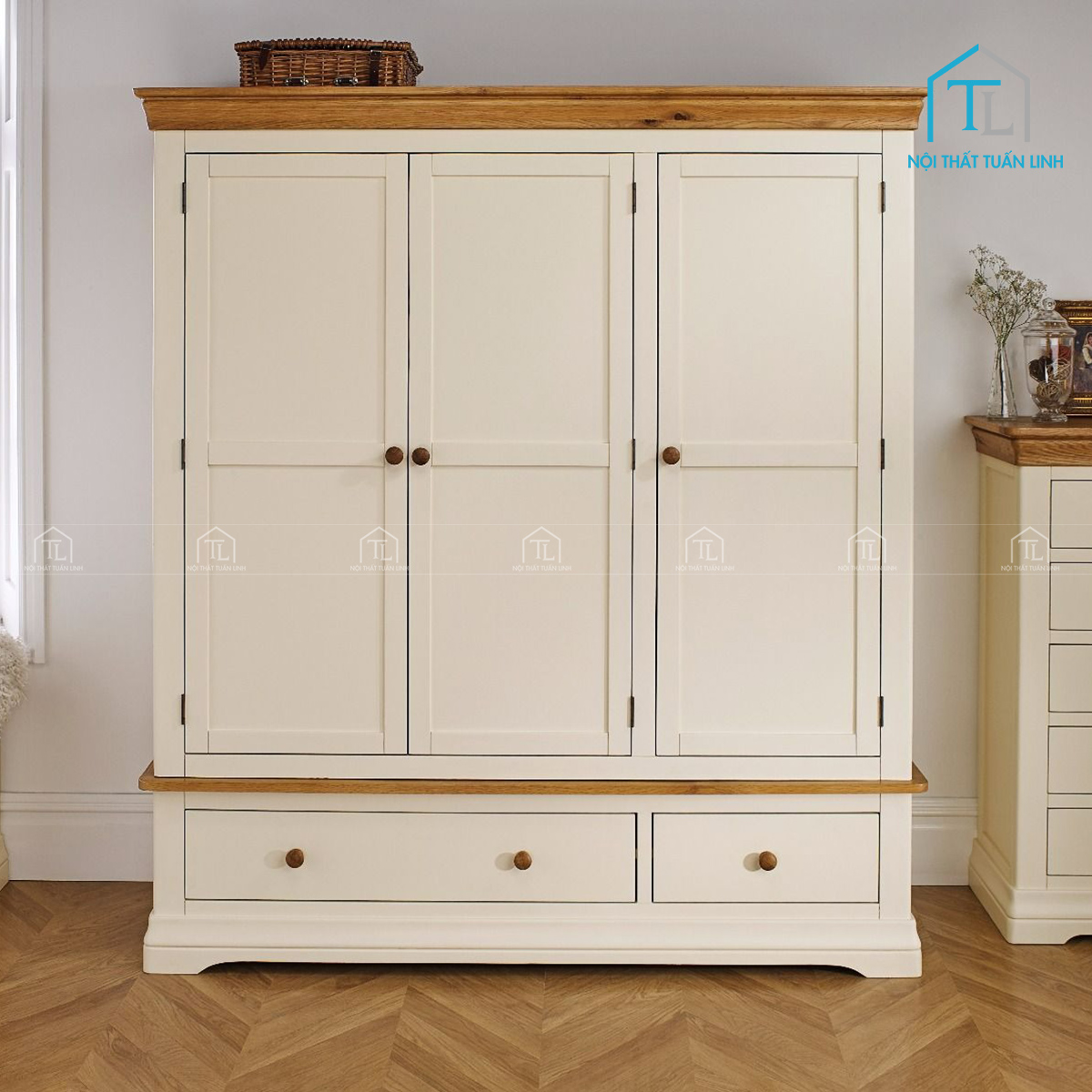 Tủ bếp Acrylic bóng màu xanh hiện đại