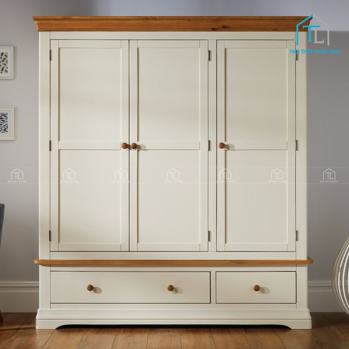 Tủ bếp Acrylic bóng màu xanh hiện đại