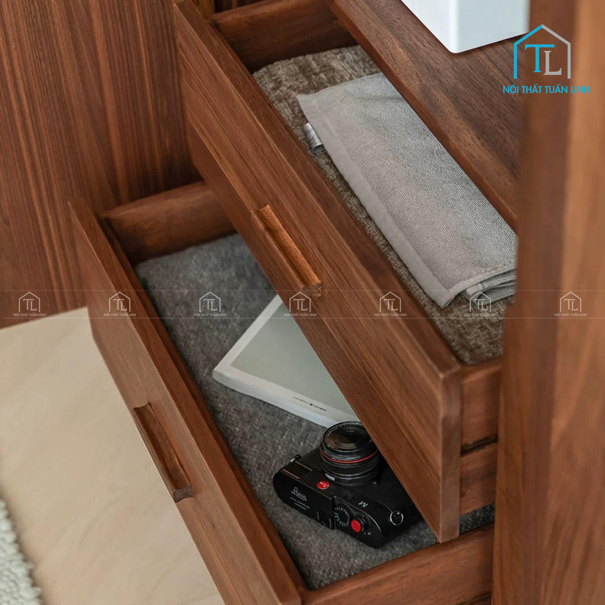 Tủ quần áo gỗ tự nhiên óc chó 2 cánh cao cấp