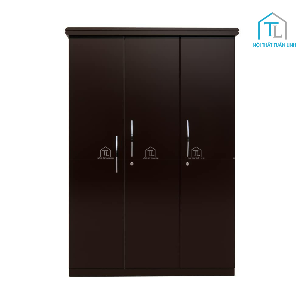 Tủ quần áo MDF 3 cánh màu walnut sơn pu, phong cách hiện đại