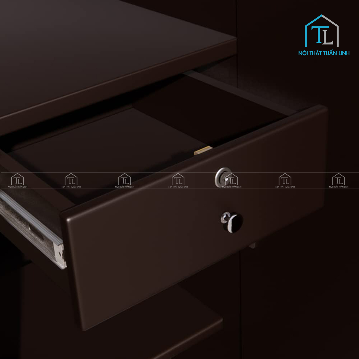 Tủ quần áo MDF 3 cánh màu walnut sơn pu, phong cách hiện đại