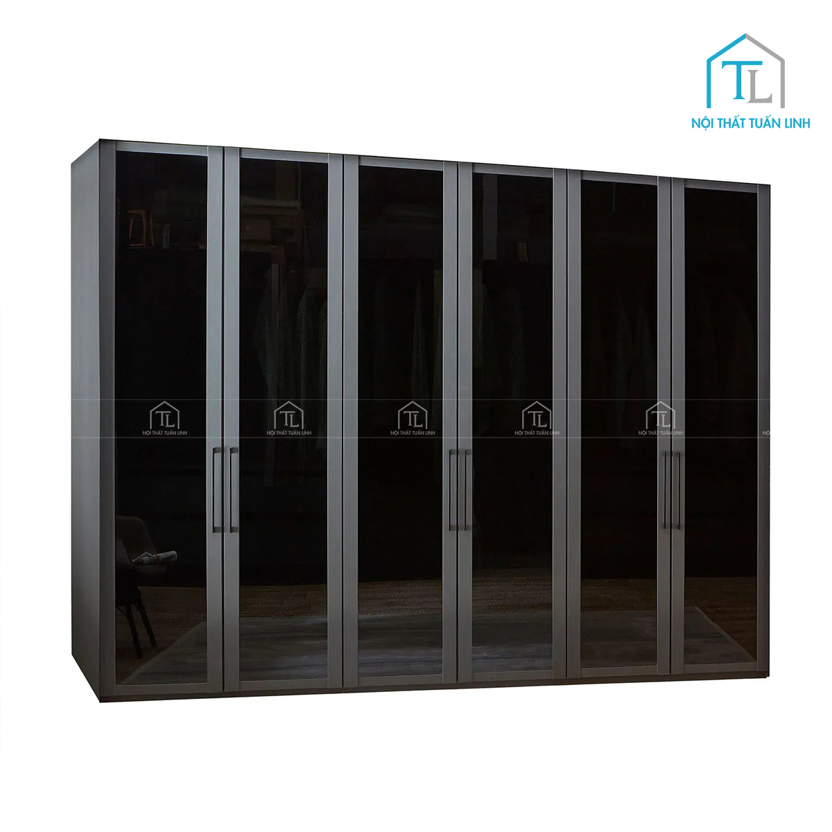 Tủ quần áo MDF 6 cánh kính thiết kế hiện đại cao cấp