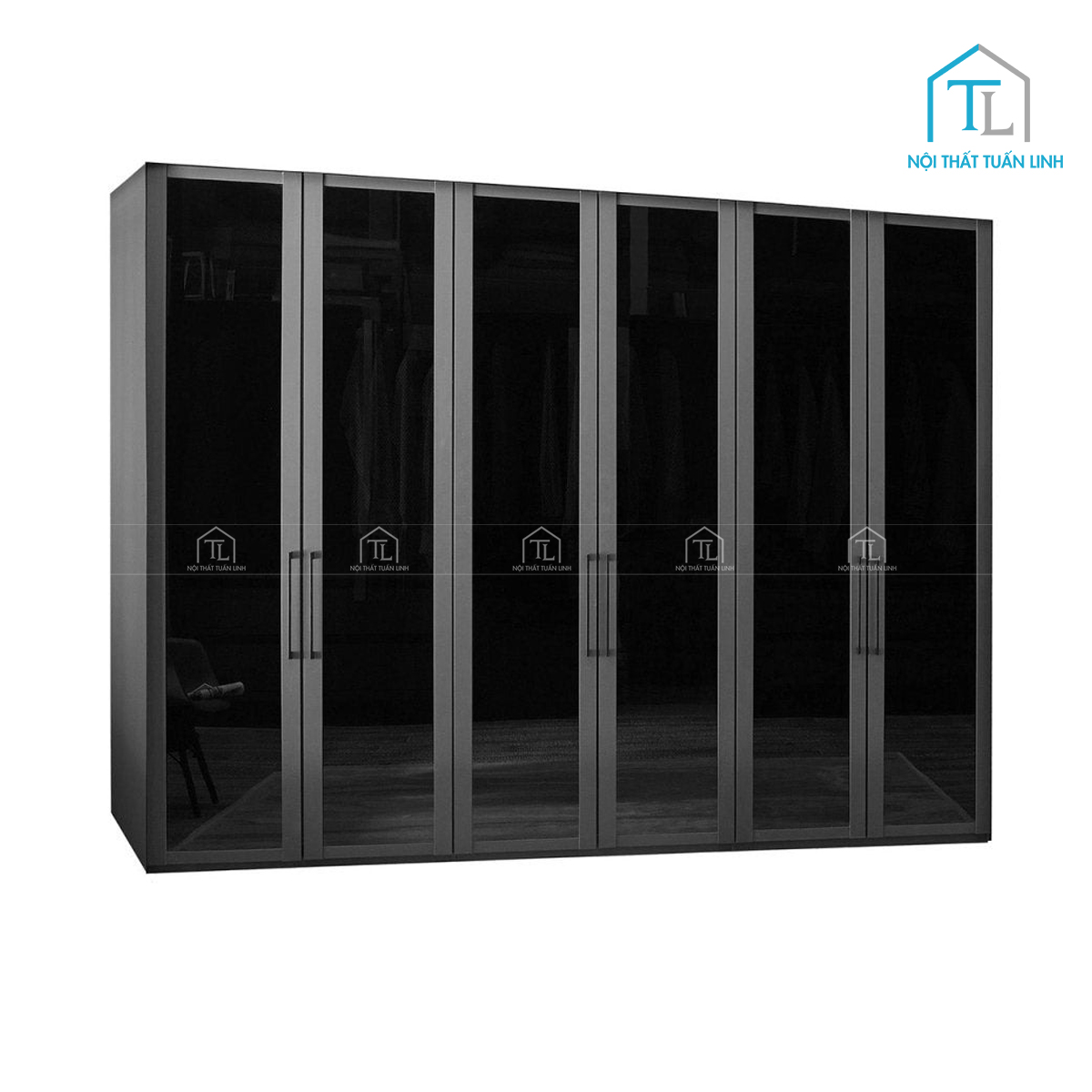 Tủ quần áo MDF 6 cánh kính thiết kế hiện đại cao cấp
