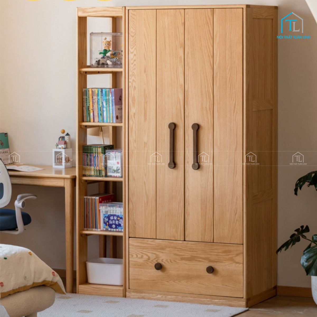 Tủ quần áo trẻ em gỗ tự nhiên thiết kế thông minh, tiện lợi và hiện đại