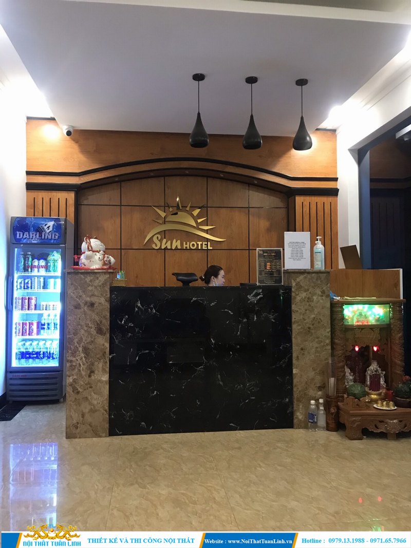 Thi công nội thất đồ gỗ phòng khách sạn Sunhotel