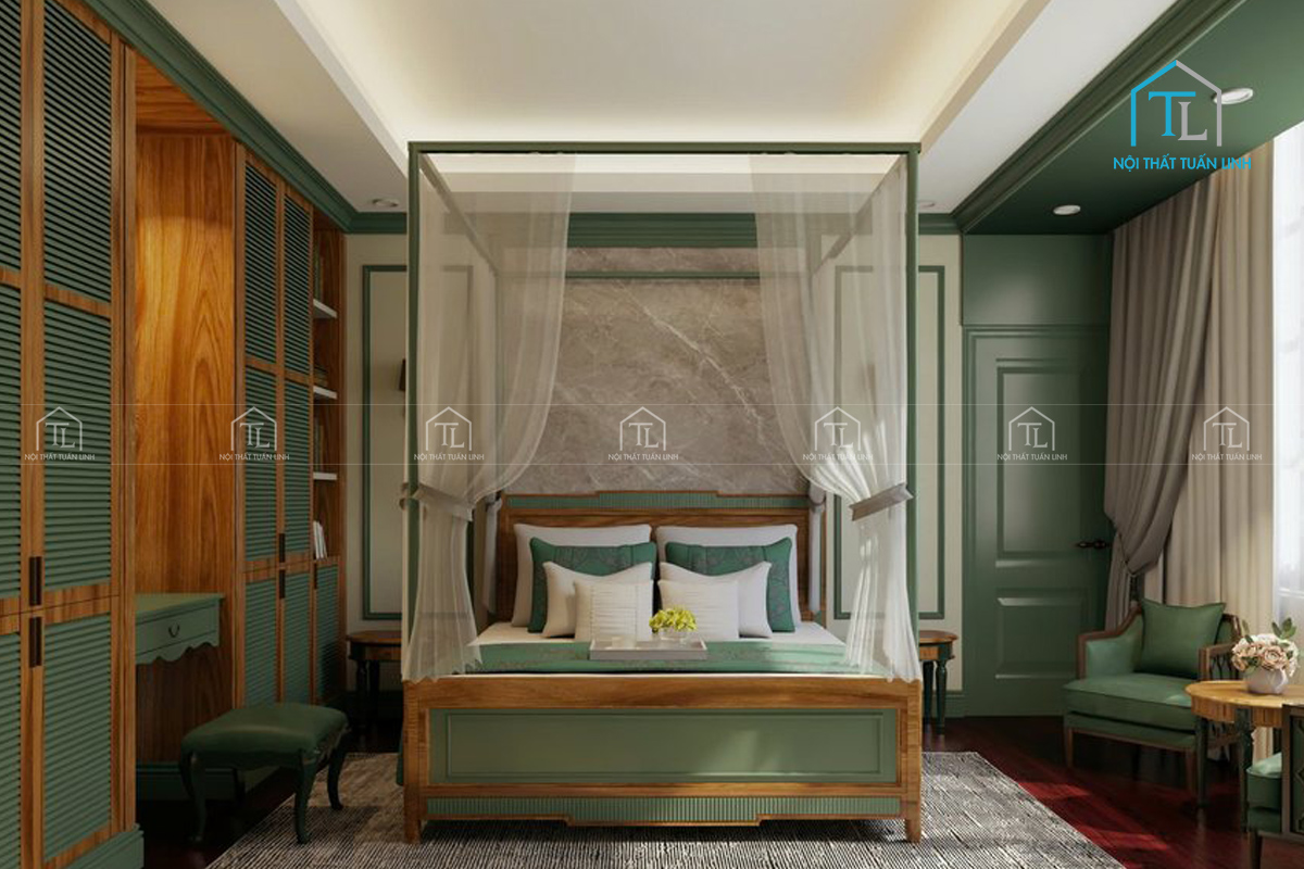 Thiết kế thi công nội thất phòng ngủ phong cách tân cổ điển