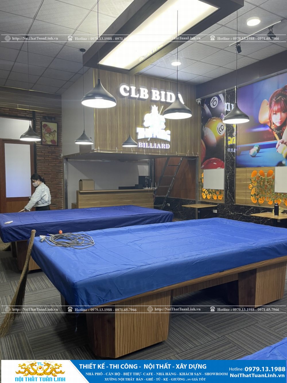 Thiết kế và thi công nội thất bida club Pool Caroom