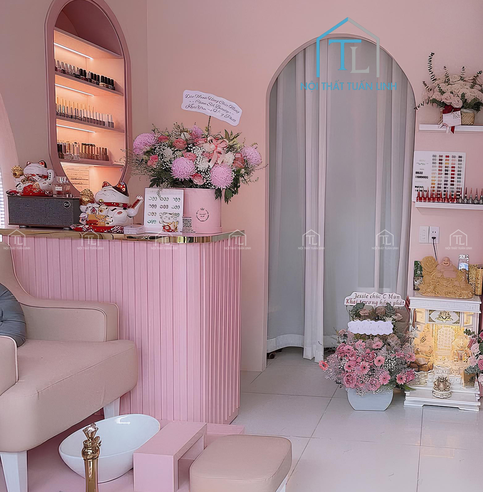 Tuấn Linh Thiết kế thi công spa nail 70m2 tại Dĩ An HCM