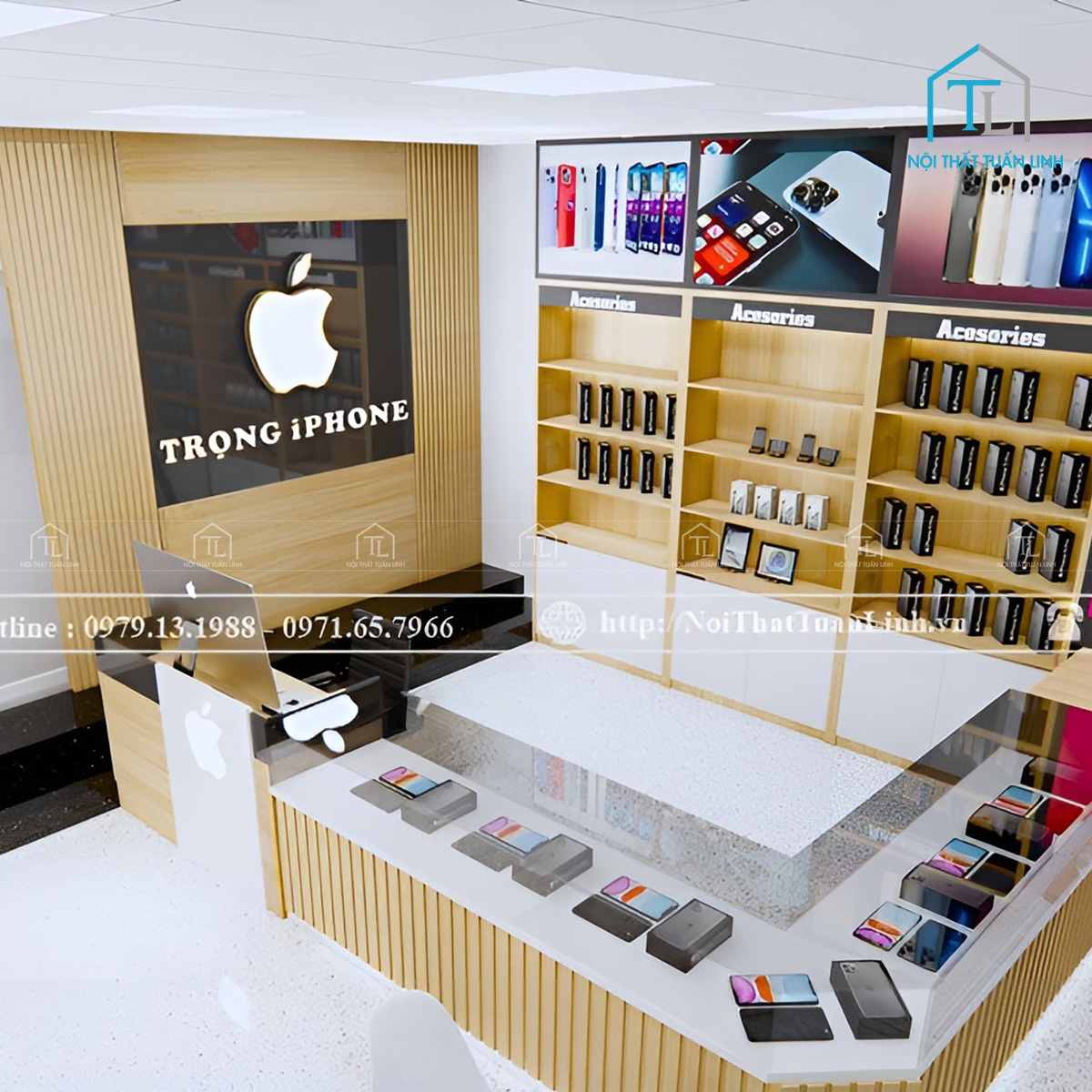 Thiết kế và thi công showroom cửa hàng điện thoại Trọng Iphone